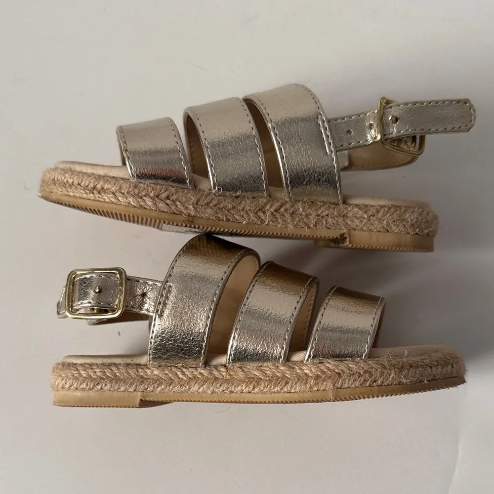 Janie and Jack Rachel Zoe toddler girls sz 6 gold sandals summer shoes VGC cute